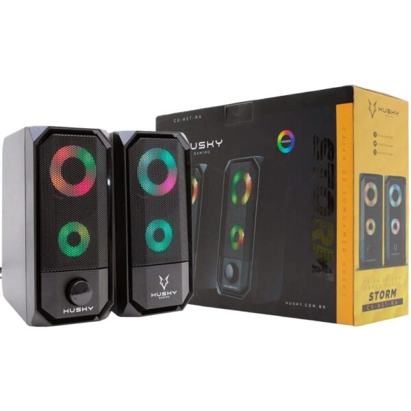Caixa de Som Gamer Husky Gaming Storm, Preto, 6W, USB / P2, Rainbow - HGMK000