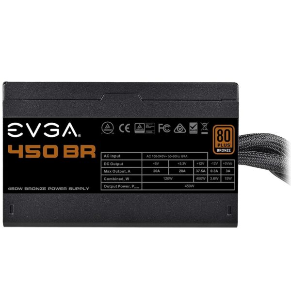 Fonte EVGA 450W, 80 Plus Bronze - 100-BR-0450-K