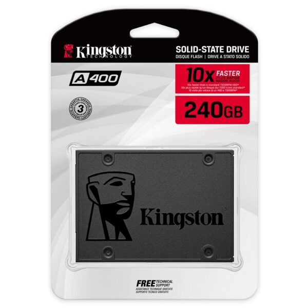 SSD Kingston A400, 240GB, SATA, Leitura 500MB/s, Gravação 350MB/s - SA400S37/240G